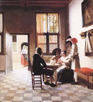 Pieter de Hooch Cardplayers in a Sunlit Room (mk25 Germany oil painting art